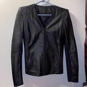 Trouve black leather jacket with shoulder pads